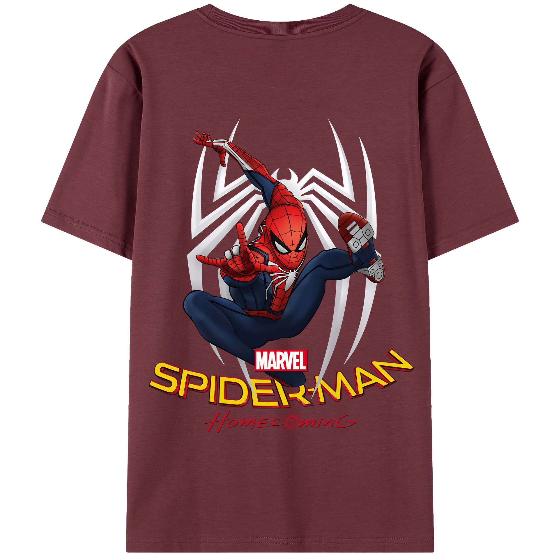 （画像用） Spider Man スパイダーマン 綿100％半袖Tシャツ（背面プリント）
